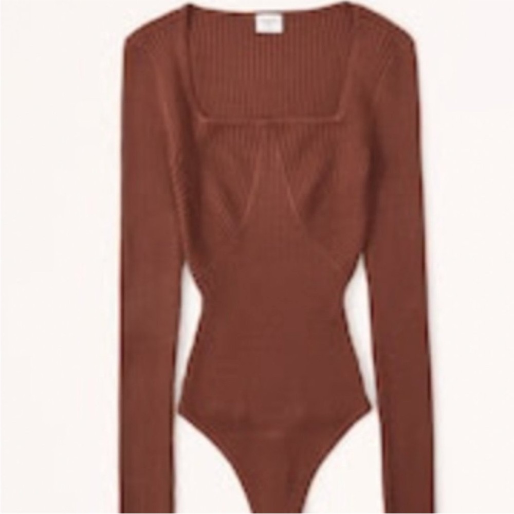 Abercrombie & Fitch Ribbed Brown Bodysuit